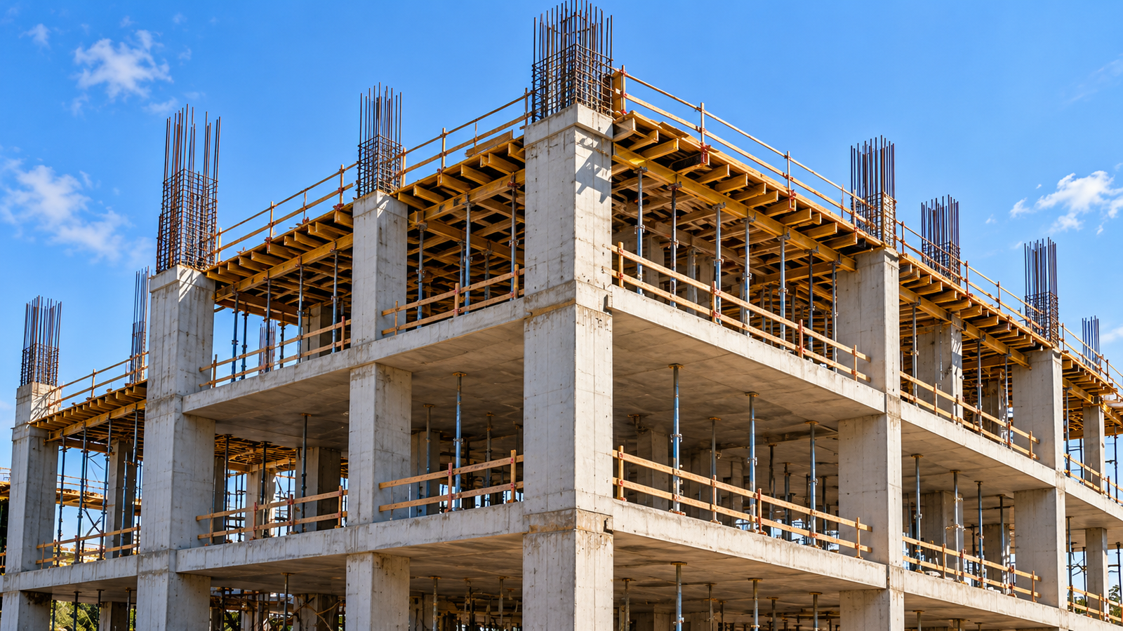 Concrete building framework